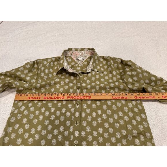 Orvis Long Sleeve Button Down Sage Green Floral Camp Shirt Size 14 - Picture 6 of 8